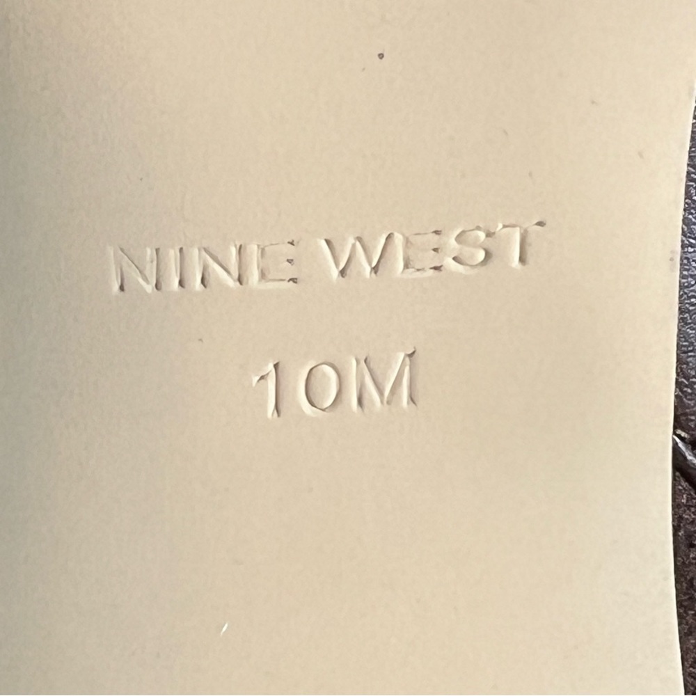 Nine West Brown Two-Tone Knee High Leather & Suede Stiletto Boots - Picture 11 of 12
